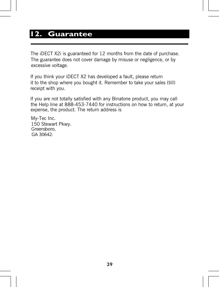 Page 48 of Binatone Electronics IDECTX2I 1.9GHZ CORDLESS PHONE User Manual ht420 d p65