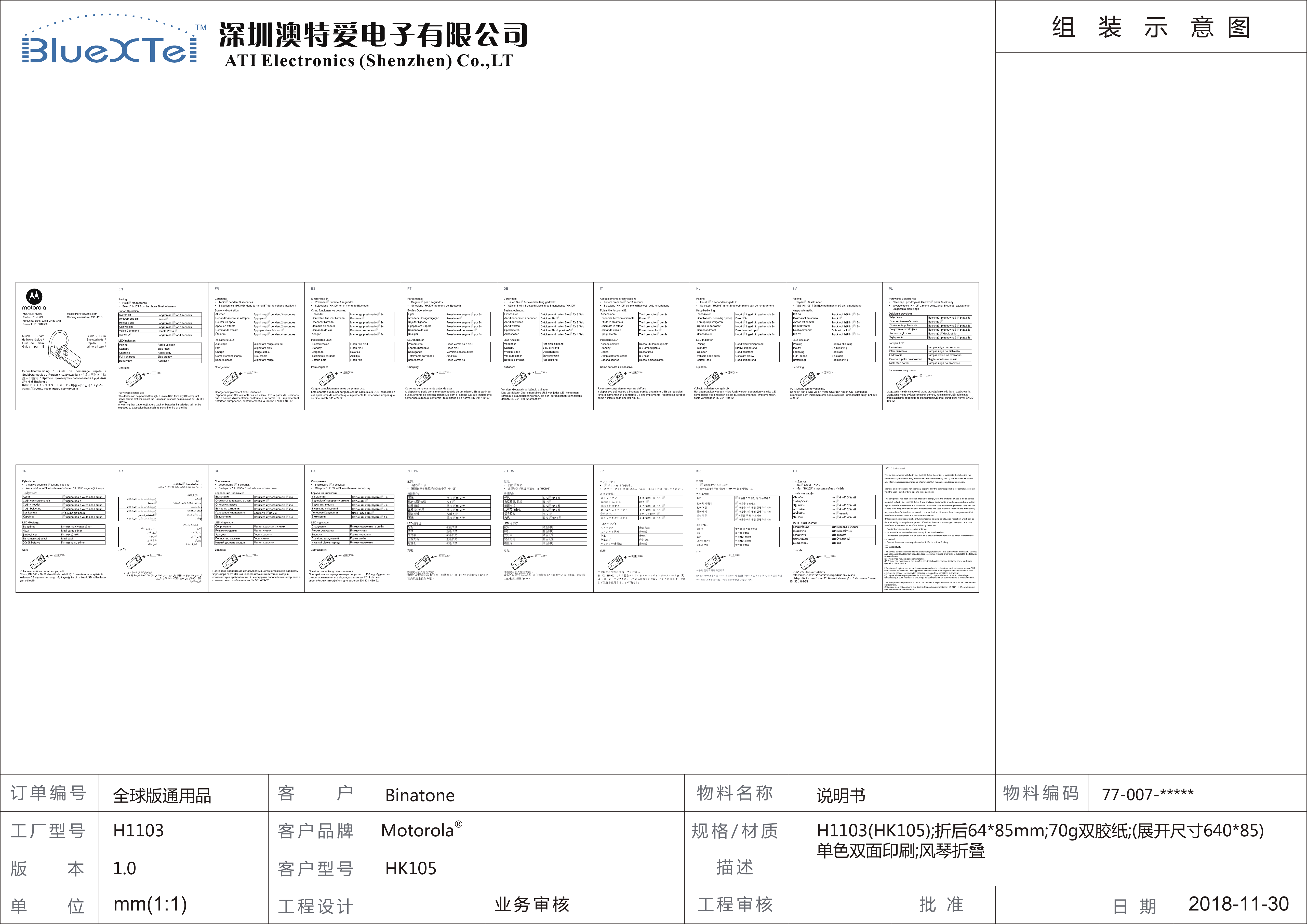 Page 1 of Binatone Electronics MH006 Bluetooth Headphone User Manual               