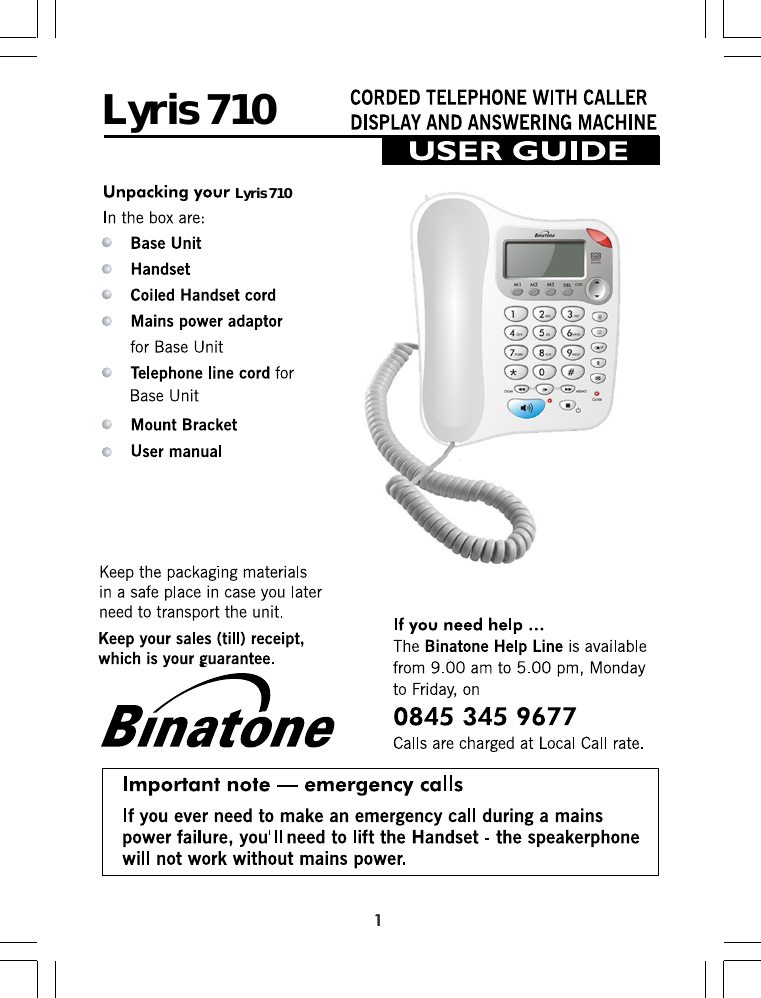 Binatone Lyris 710 Users Manual ManualsLib Makes It Easy To Find ...