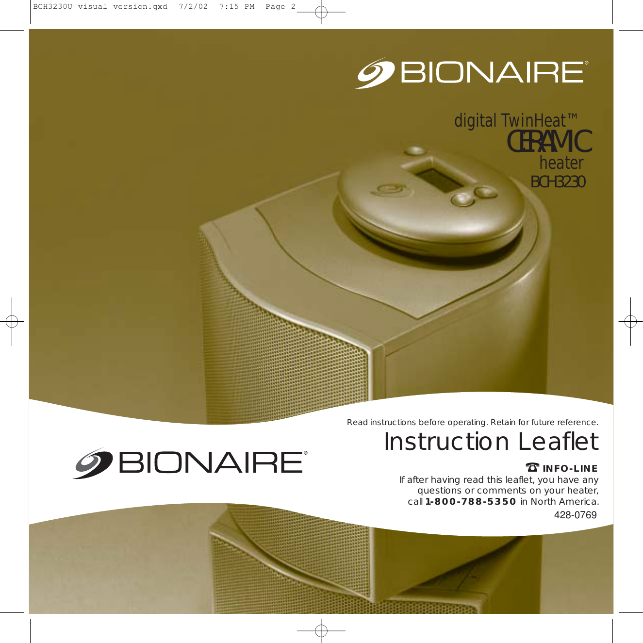 Page 1 of 7 - Bionaire Bionaire-Bch3230-Users-Manual- BCH3230U Visual Version  Bionaire-bch3230-users-manual