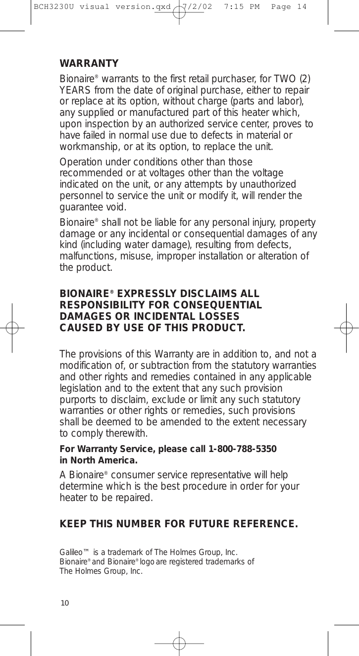 Page 7 of 7 - Bionaire Bionaire-Bch3230-Users-Manual- BCH3230U Visual Version  Bionaire-bch3230-users-manual