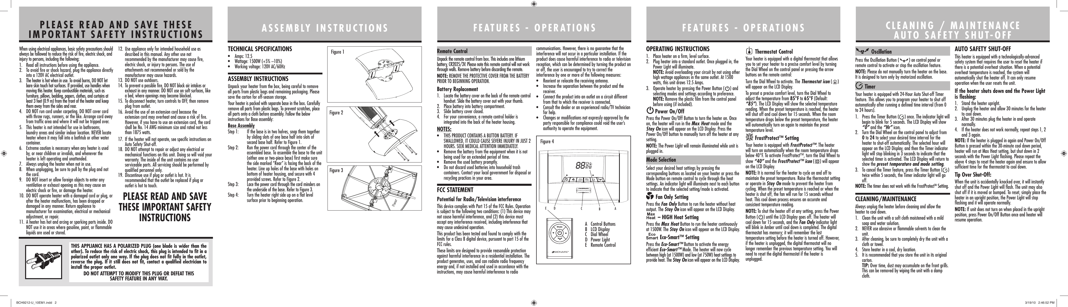 Page 2 of 2 - Bionaire Bionaire-Bch9212-Users-Manual- BCH9212-U_10EM1  Bionaire-bch9212-users-manual