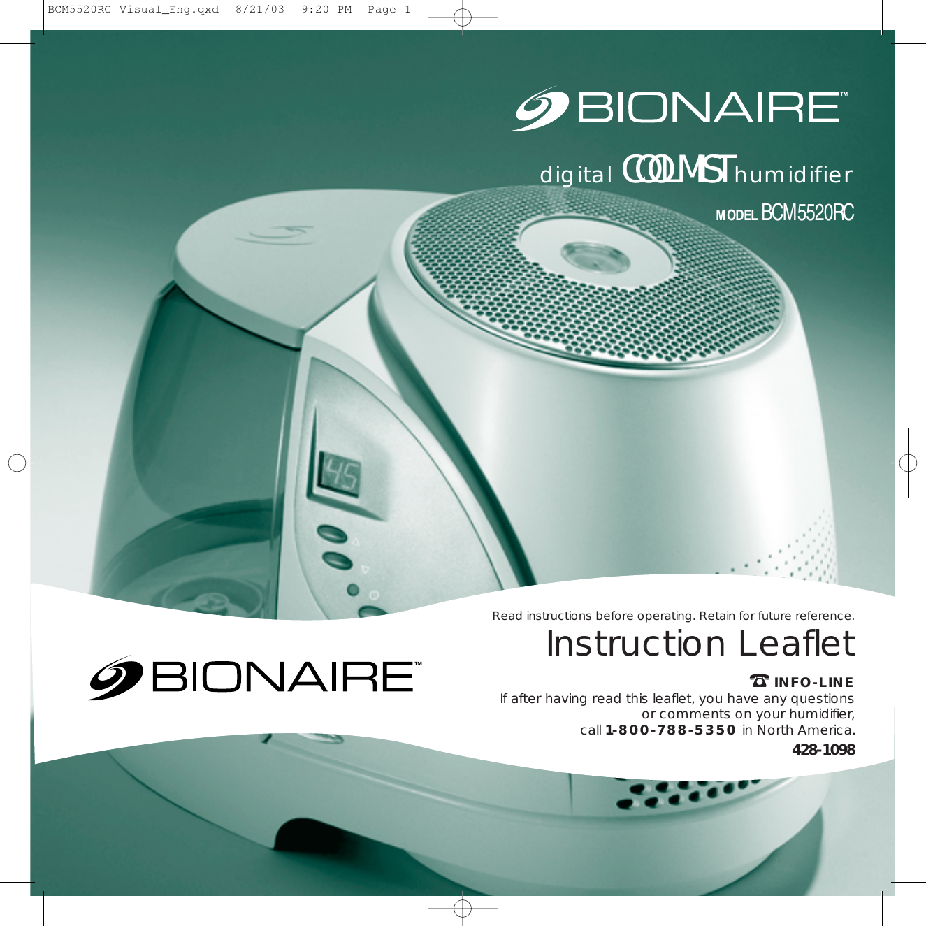 Page 1 of 7 - Bionaire Bionaire-Bcm5520Rc-Users-Manual- BCM5520RC Visual_Eng  Bionaire-bcm5520rc-users-manual