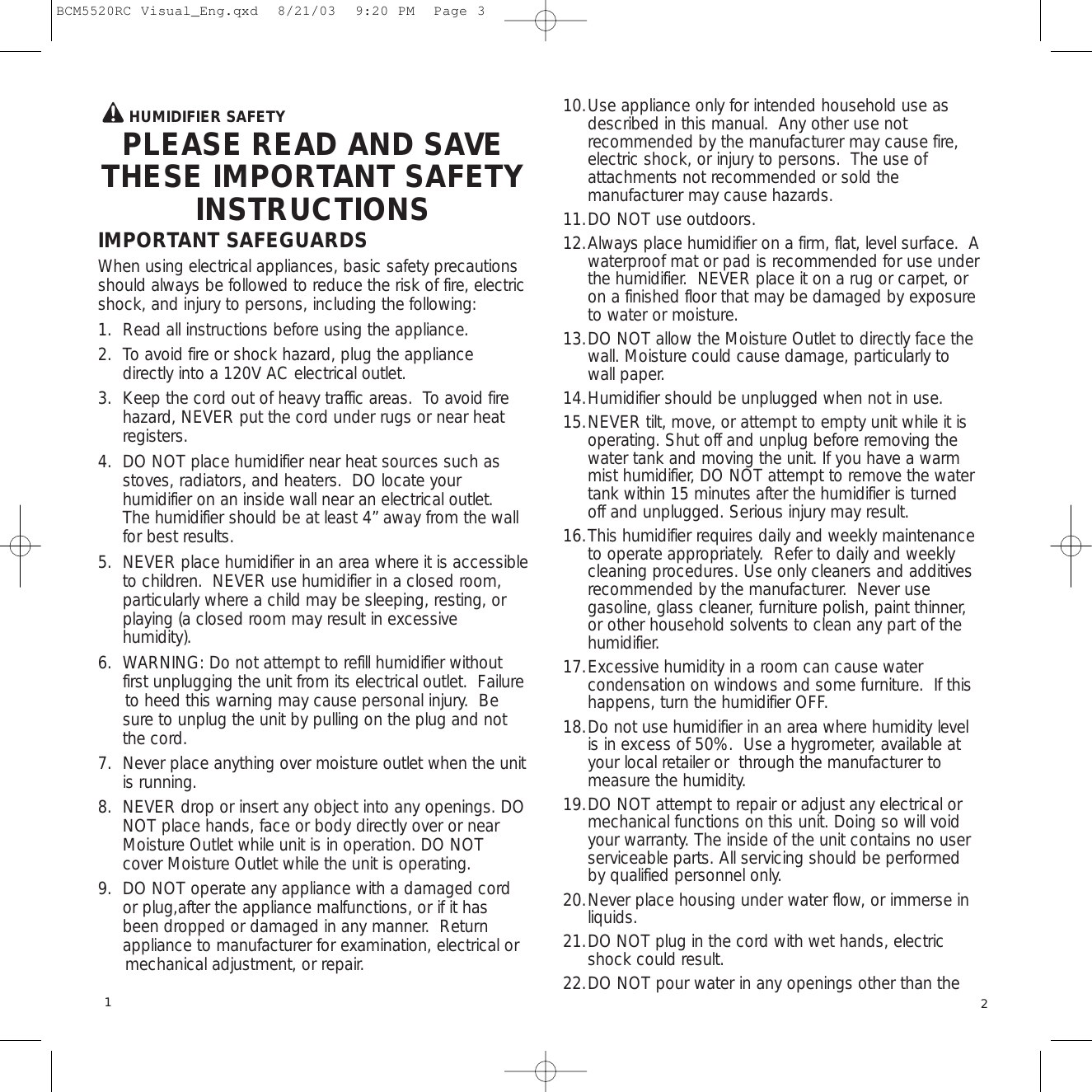 Page 2 of 7 - Bionaire Bionaire-Bcm5520Rc-Users-Manual- BCM5520RC Visual_Eng  Bionaire-bcm5520rc-users-manual