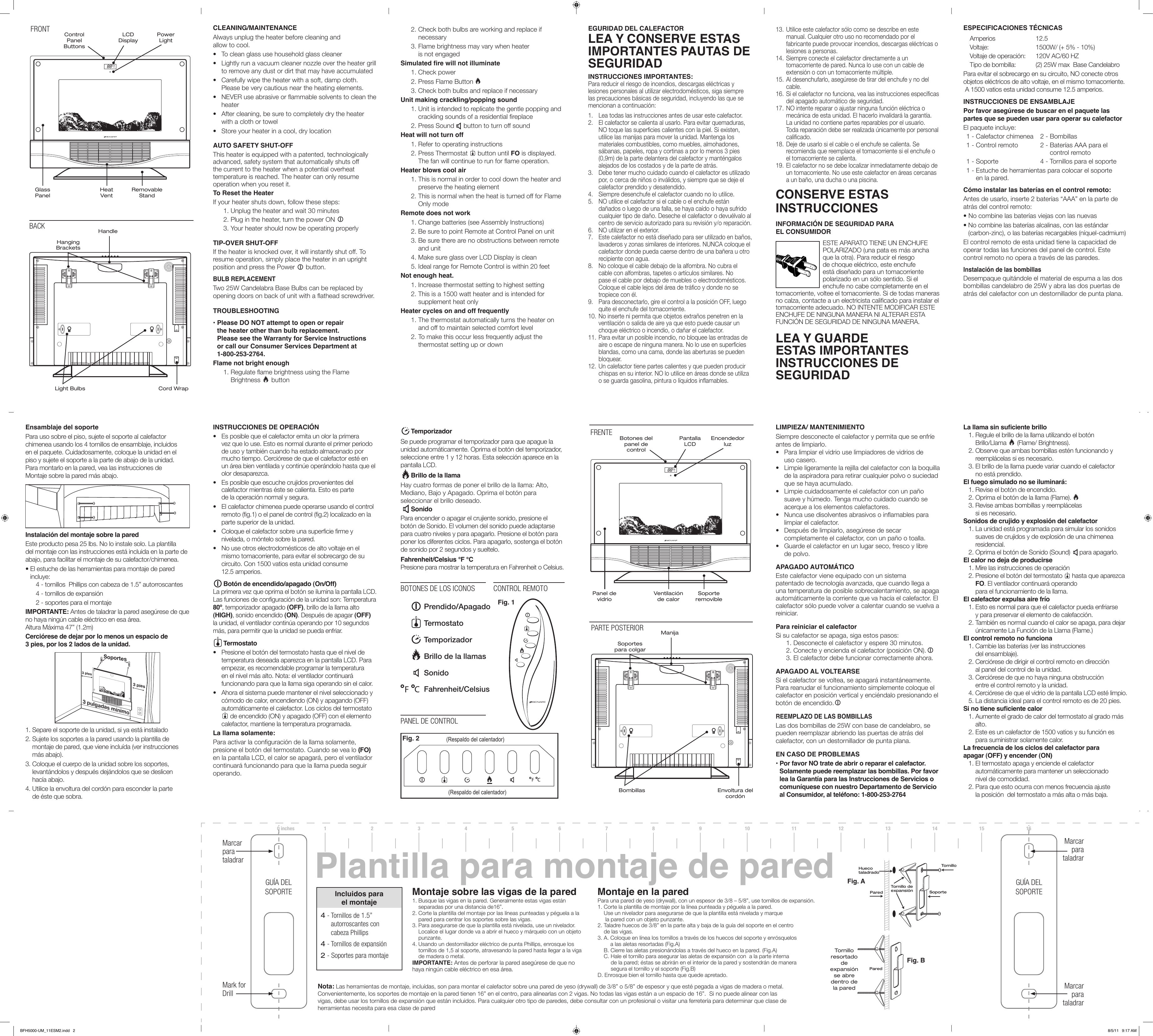 Page 2 of 2 - Bionaire Bionaire-Bfh5000-Um-Bfh5000-Um-Electric-Fireplace-Heater-Owner-S-Manual