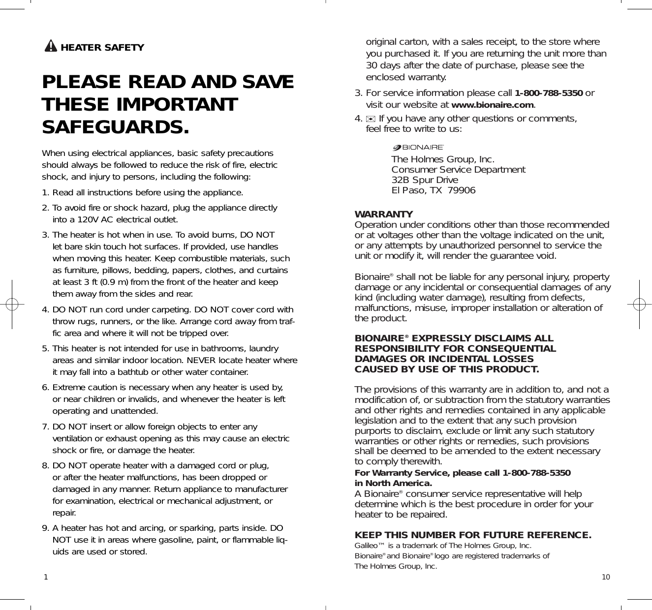 Page 2 of 6 - Bionaire Bionaire-Bh3930-Users-Manual- BH3930U Printer Version  Bionaire-bh3930-users-manual