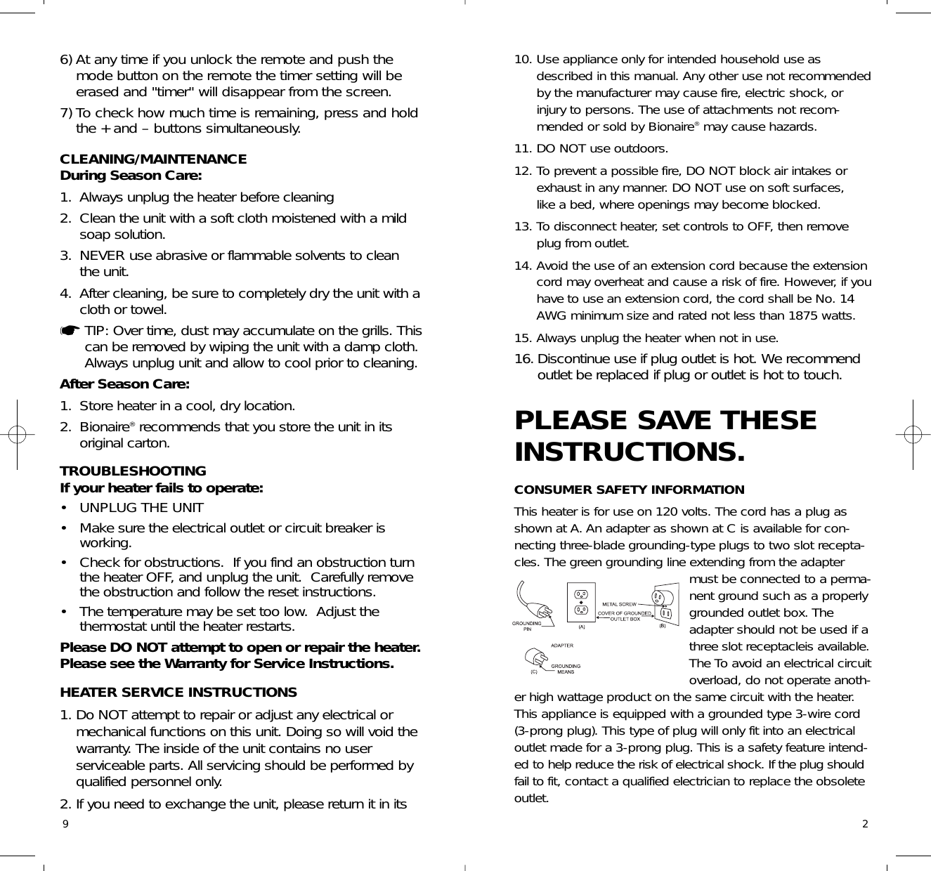 Page 3 of 6 - Bionaire Bionaire-Bh3930-Users-Manual- BH3930U Printer Version  Bionaire-bh3930-users-manual