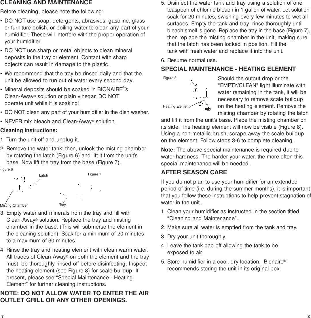 Page 9 of 11 - Bionaire Bionaire-Cp0260-Users-Manual- Bionaire-cp0260-users-manual