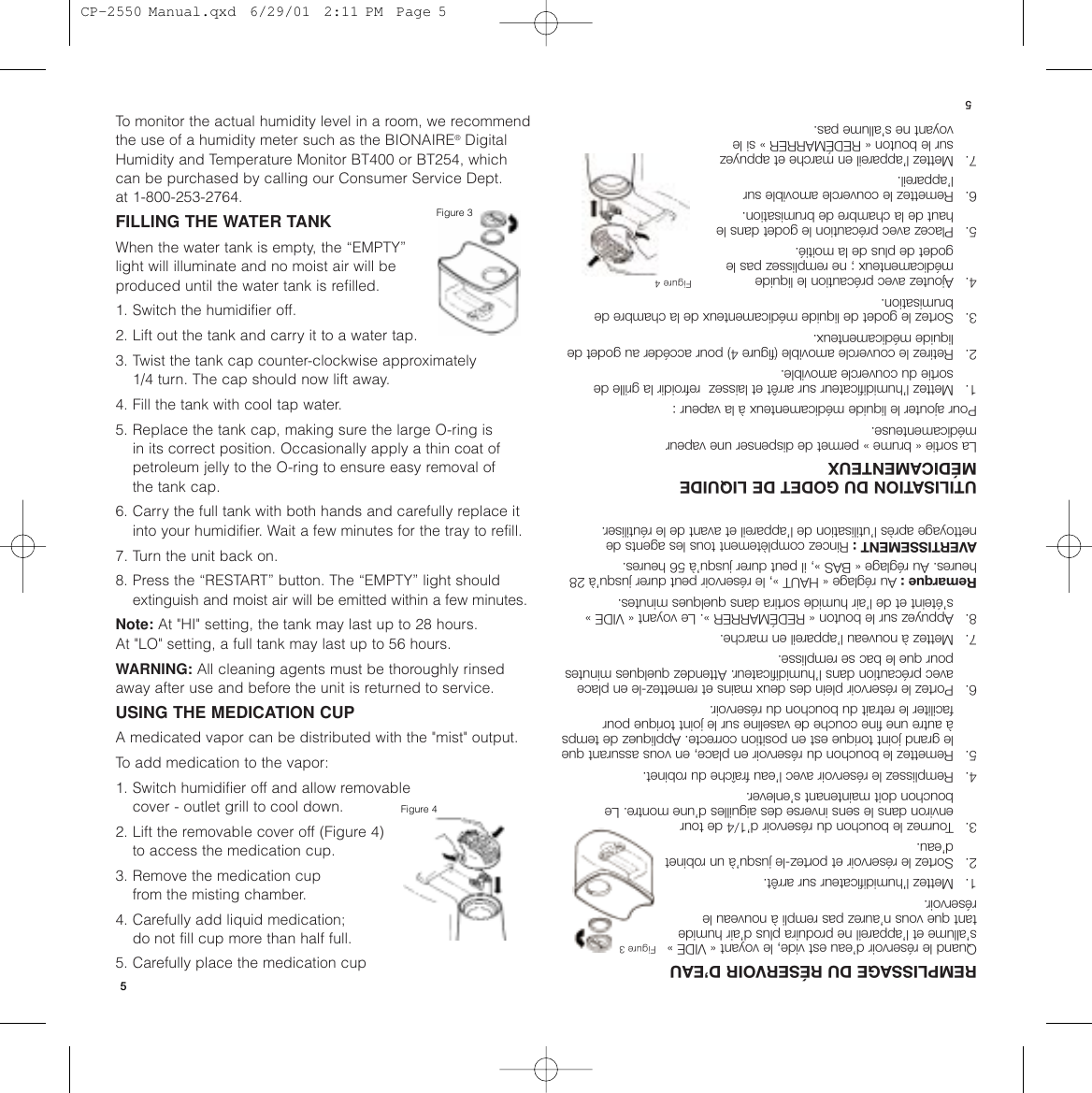 Page 6 of 10 - Bionaire Bionaire-Cp2550-Users-Manual-  Bionaire-cp2550-users-manual