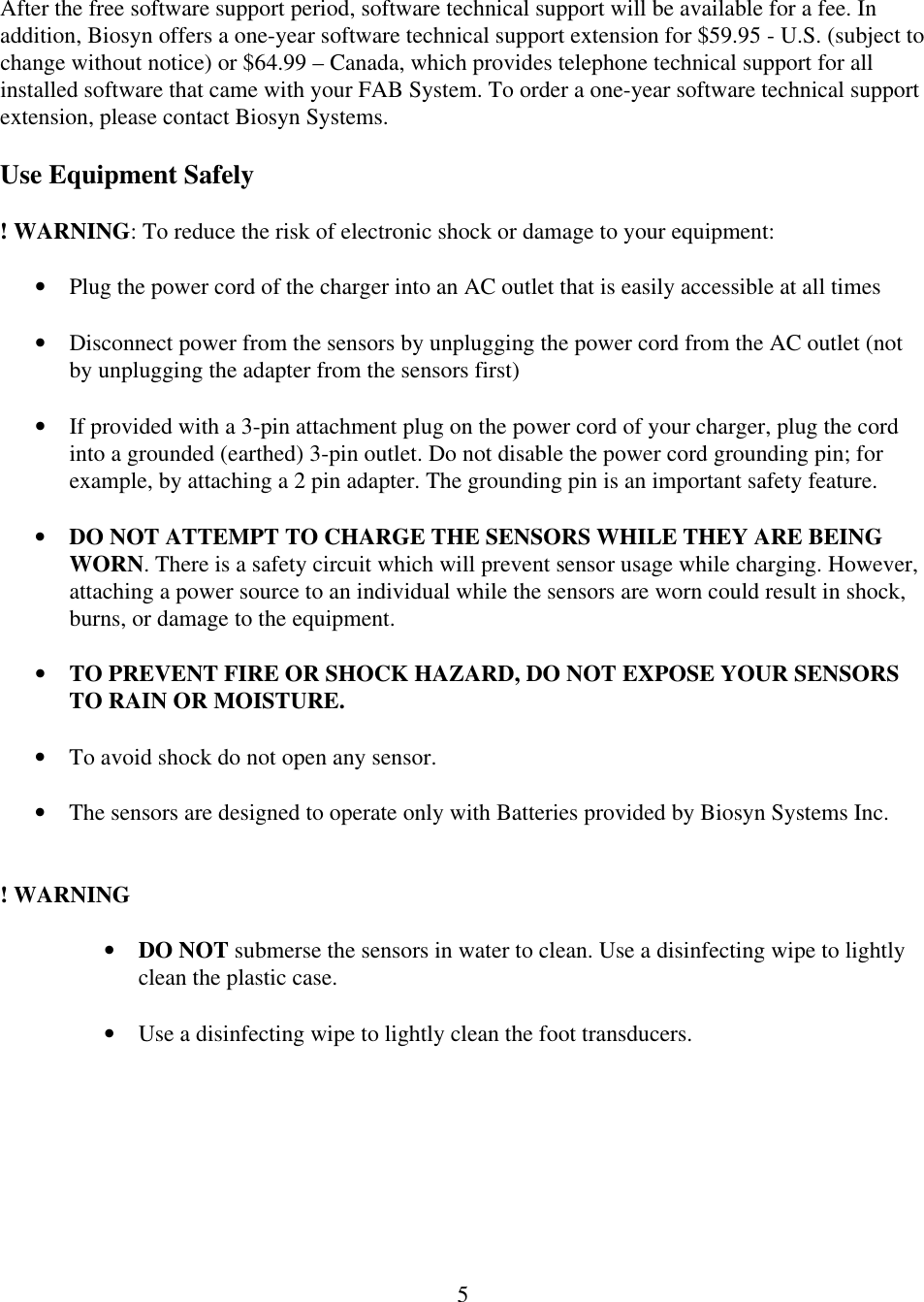 Biosyn Systems FAB4001 BIOMECHANICAL MOVEMENT RECORDER User Manual manual