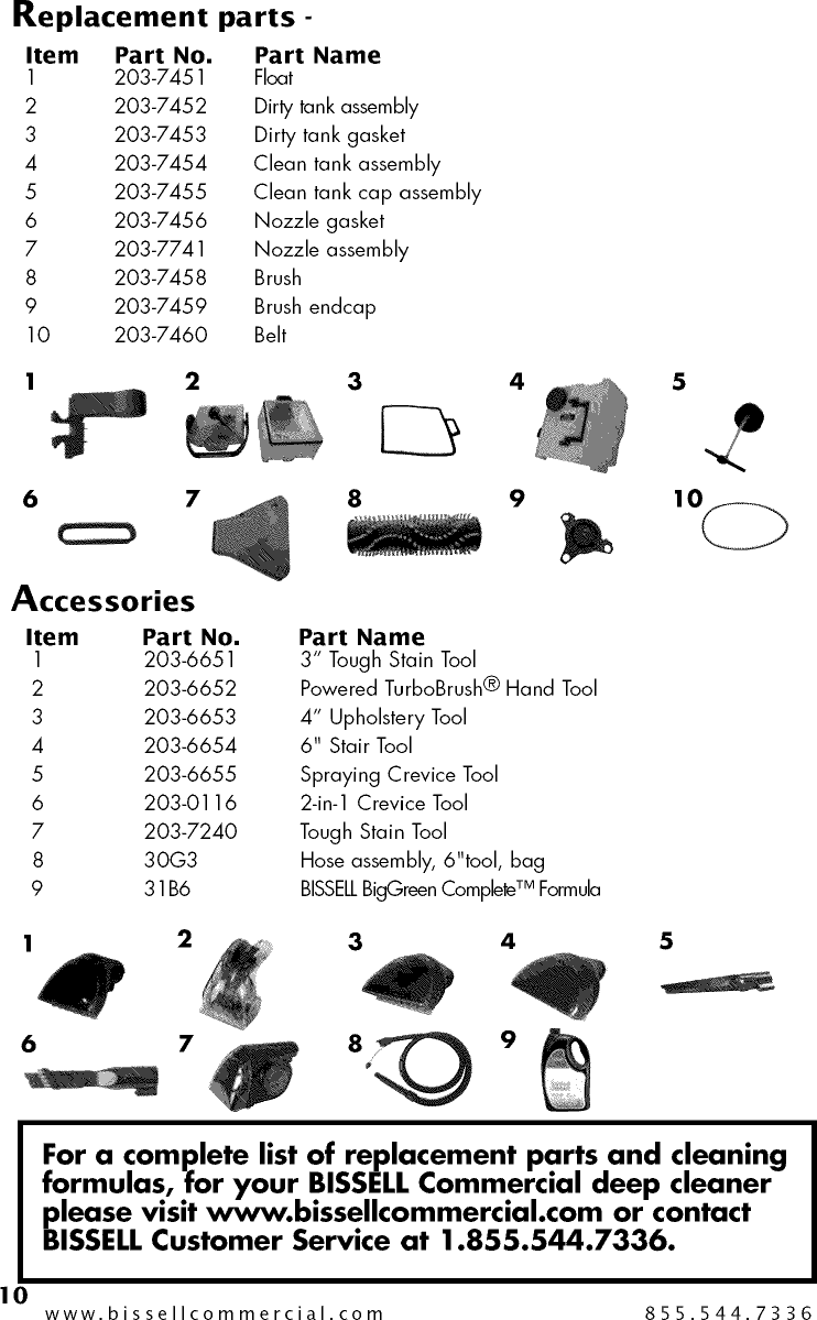 Page 10 of 12 - Bissell 10N2 User Manual  CARPET CLEANER - Manuals And Guides 1505454L