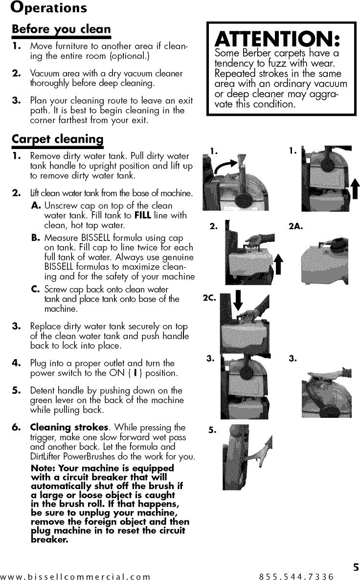 Page 5 of 12 - Bissell 10N2 User Manual  CARPET CLEANER - Manuals And Guides 1505454L
