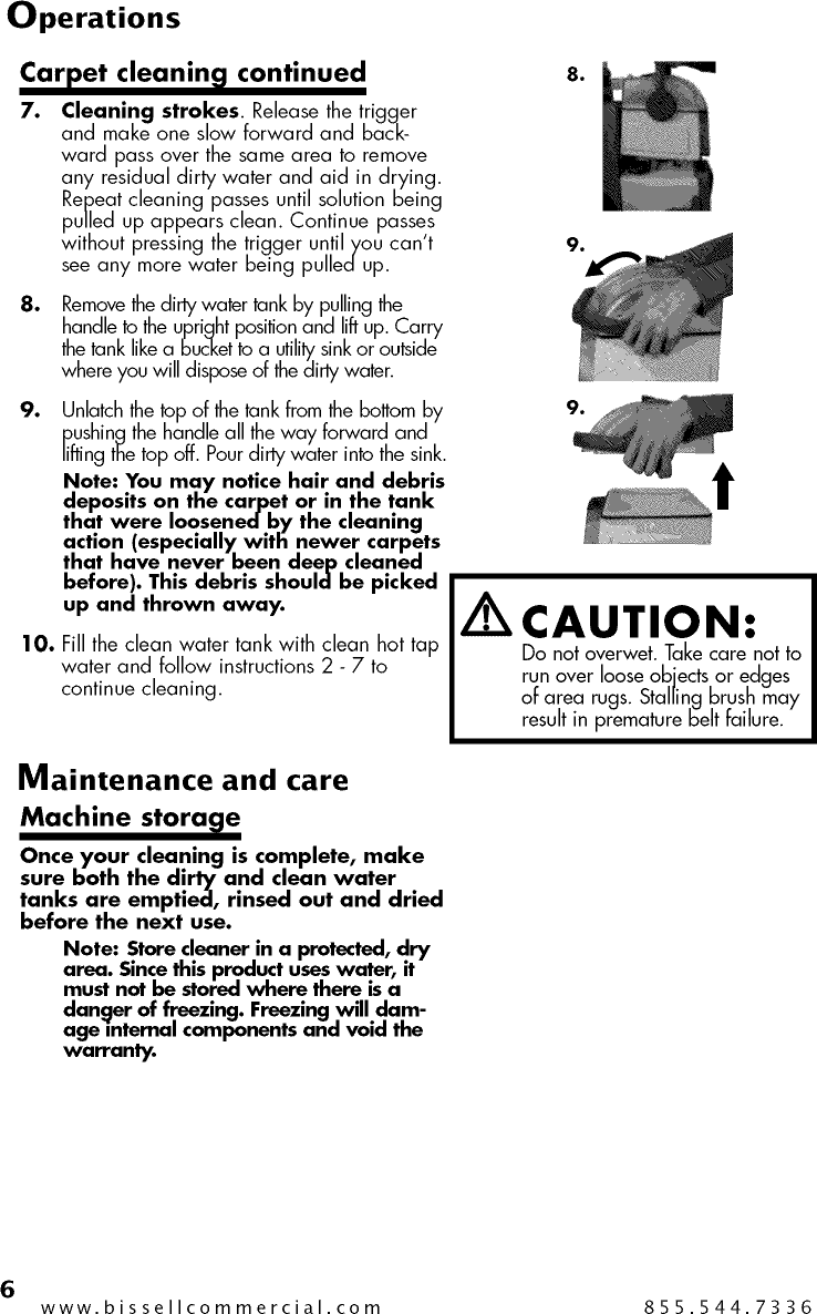 Page 6 of 12 - Bissell 10N2 User Manual  CARPET CLEANER - Manuals And Guides 1505454L