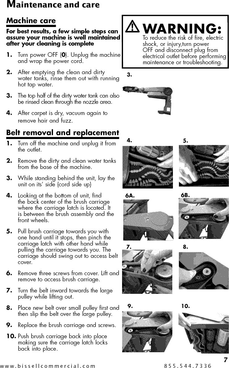 Page 7 of 12 - Bissell 10N2 User Manual  CARPET CLEANER - Manuals And Guides 1505454L