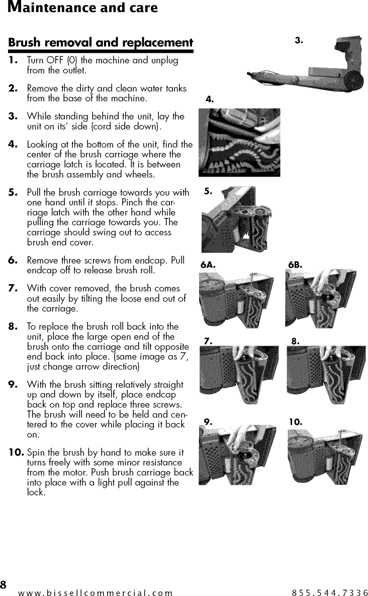 Page 8 of 12 - Bissell 10N2 User Manual  CARPET CLEANER - Manuals And Guides 1505454L