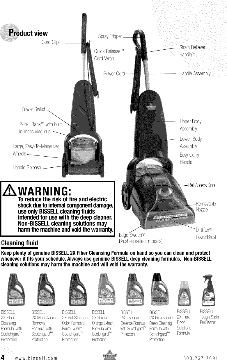 Page 4 of 12 - Bissell 1622 1603216L User Manual  CARPET CLEANER - Manuals And Guides