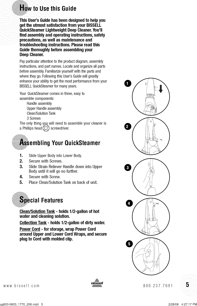 Page 5 of 12 - Bissell 1770 User Manual  QUICK STEAMER - Manuals And Guides L0901309