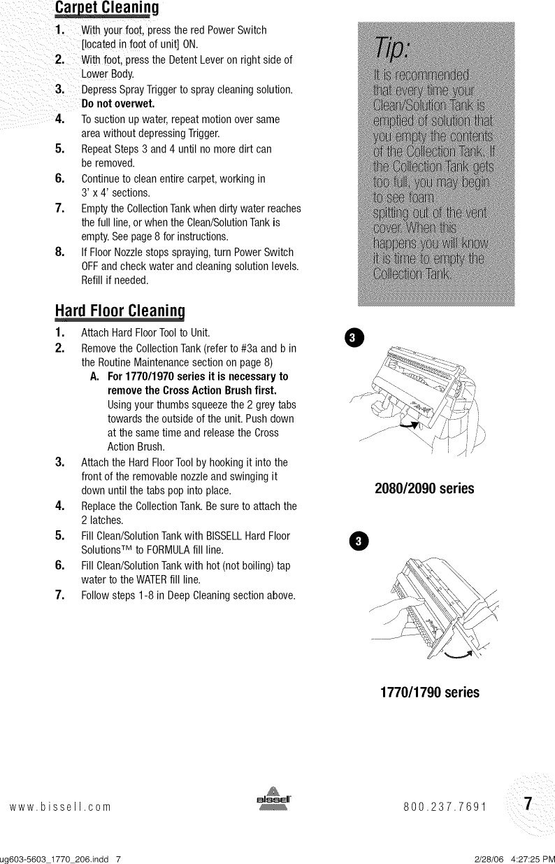 Page 7 of 12 - Bissell 1770 User Manual  QUICK STEAMER - Manuals And Guides L0901309