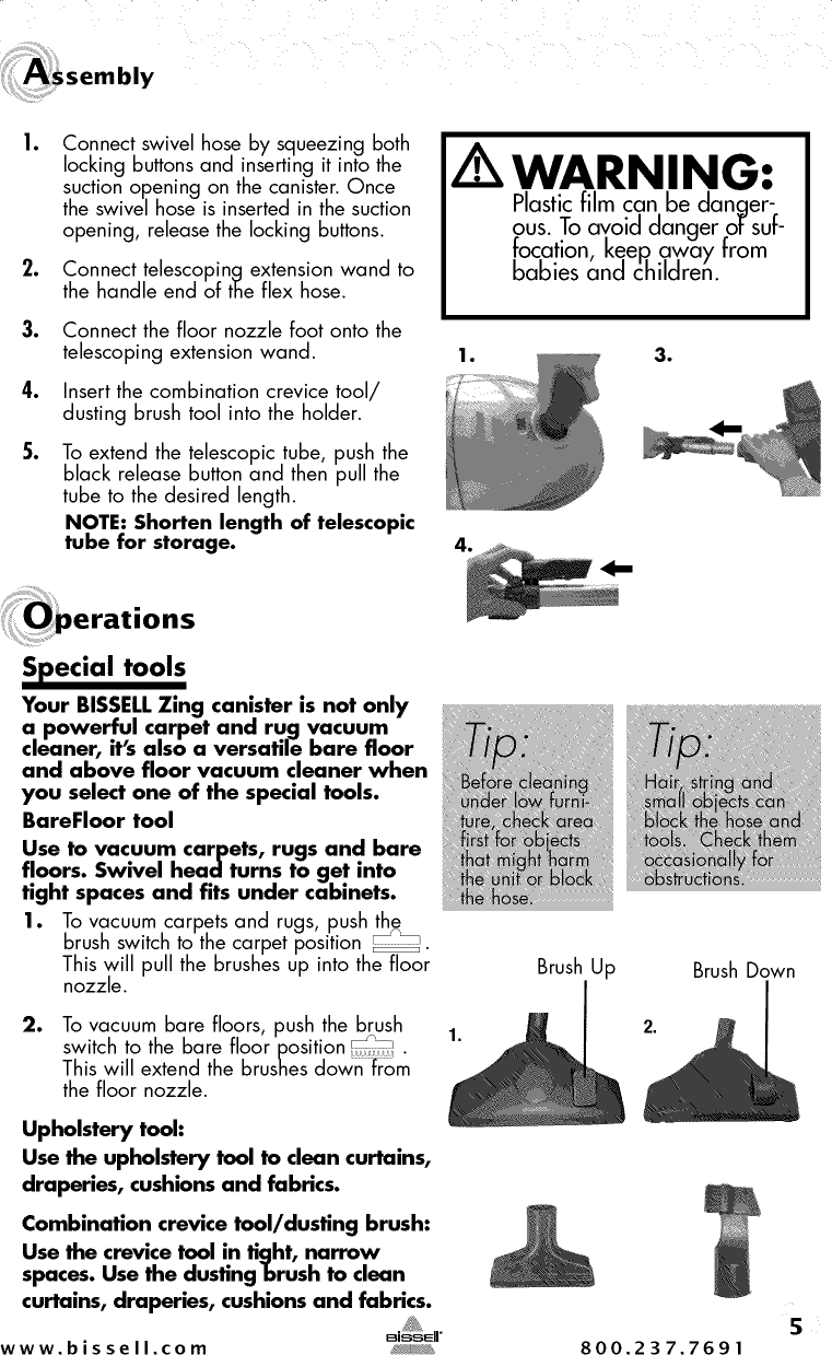 Page 5 of 12 - Bissell 22Q3 User Manual  VACUUM - Manuals And Guides 1409397L