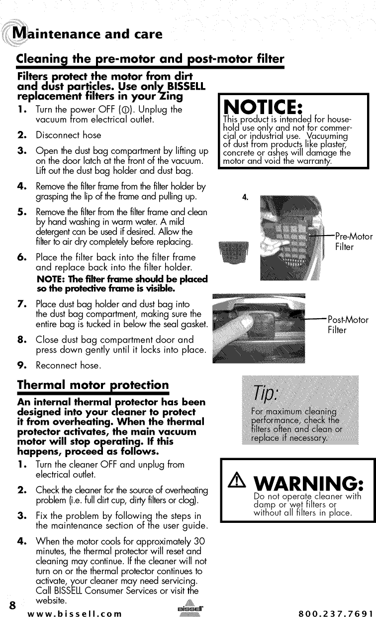 Page 8 of 12 - Bissell 22Q3 User Manual  VACUUM - Manuals And Guides 1409397L