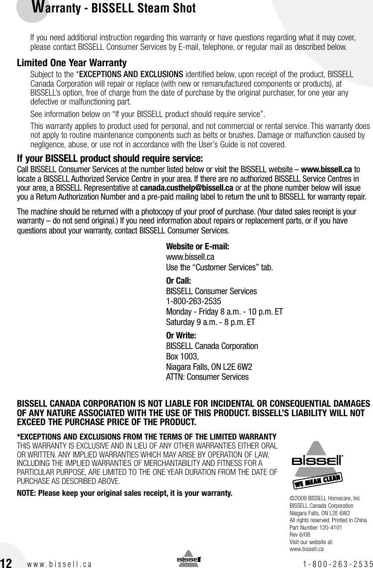 Page 12 of 12 - Bissell 39N7 User Manual  To The 5c8d51f4-1804-49e0-ab63-8609cb7d80e1