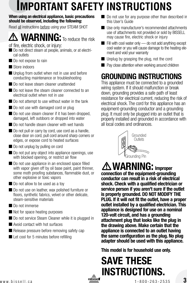 Page 3 of 12 - Bissell 39N7 User Manual  To The 5c8d51f4-1804-49e0-ab63-8609cb7d80e1