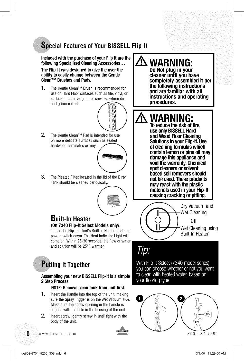 Page 6 of 12 - Bissell 5200 User Manual  FLIP-IT VAC - Manuals And Guides L0903027