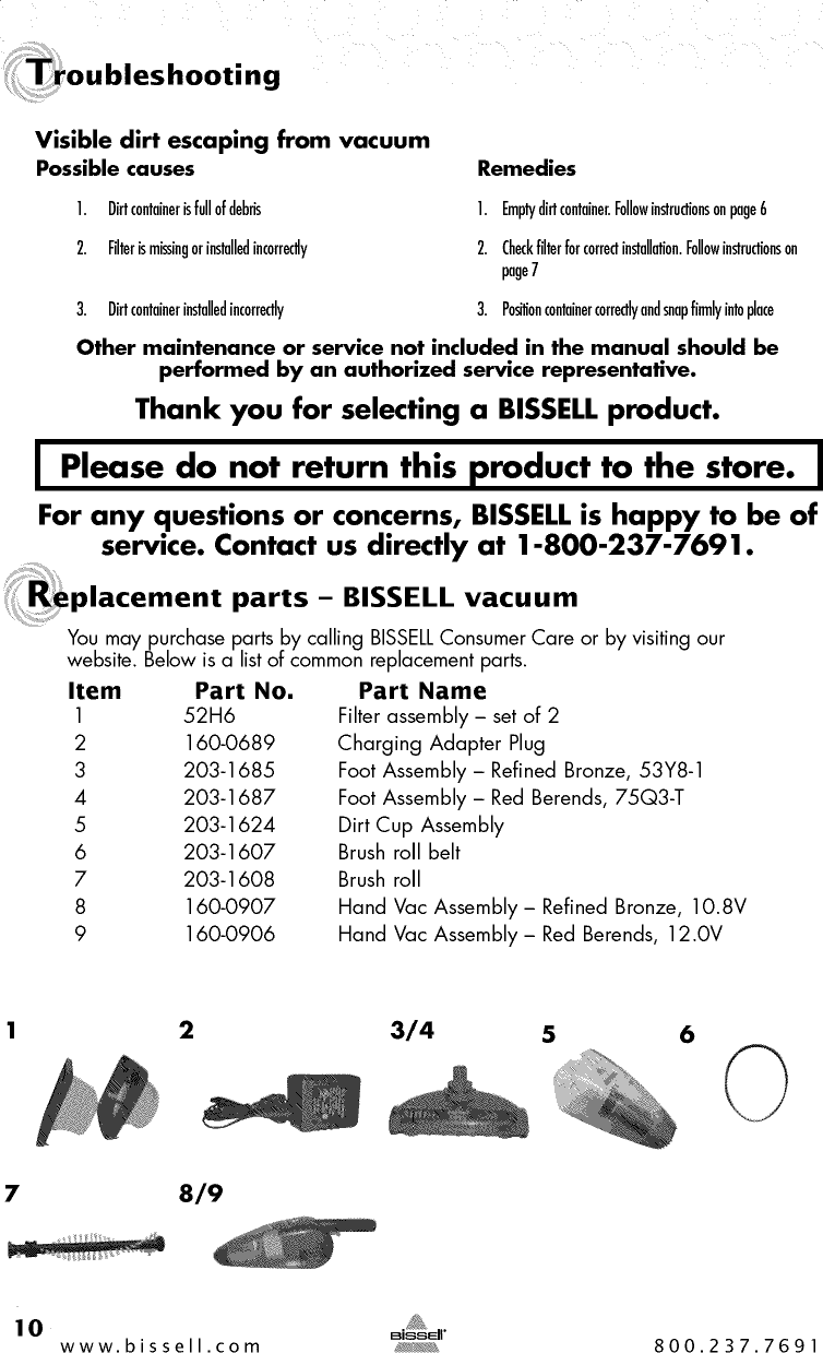 Page 10 of 12 - Bissell 53Y81 User Manual  VACUUM - Manuals And Guides 1409466L