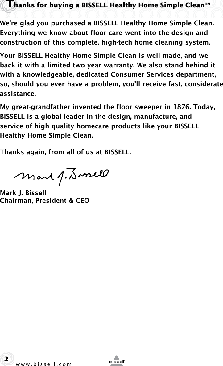 Page 2 of 12 - Bissell Bissell-19K8-Users-Manual-  Bissell-19k8-users-manual
