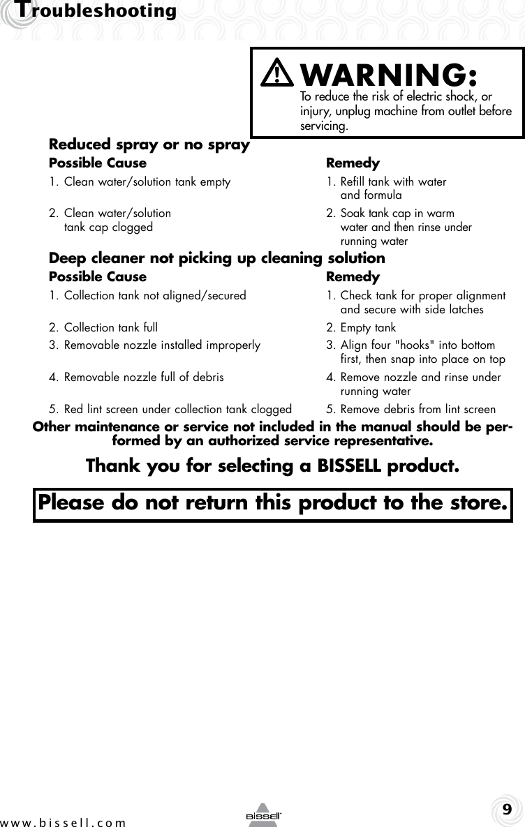 Page 9 of 12 - Bissell Bissell-19K8-Users-Manual-  Bissell-19k8-users-manual
