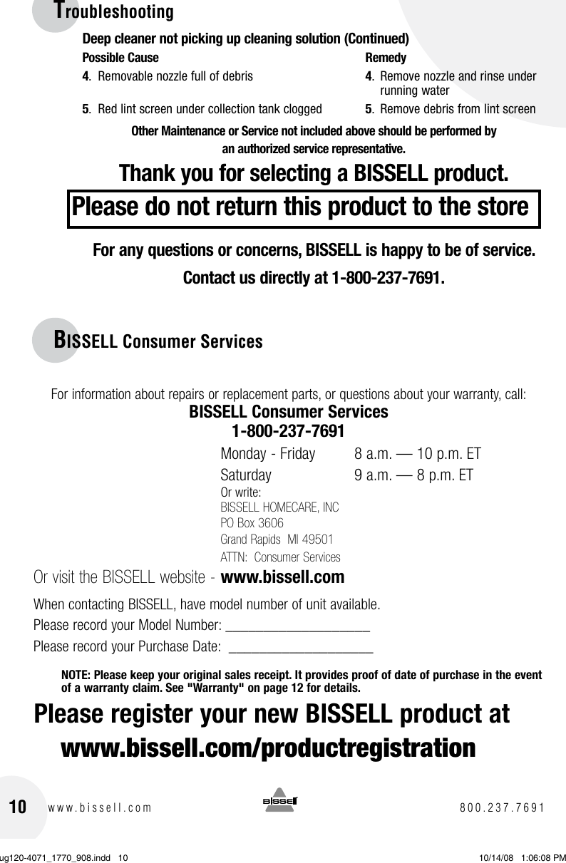 Page 10 of 12 - Bissell Bissell-2080-Users-Manual-  Bissell-2080-users-manual