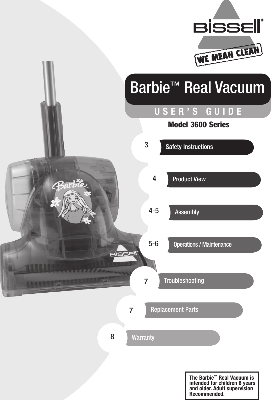 Page 1 of 8 - Bissell Bissell-Barbie-Real-Vacuum-3600-Users-Manual- Ug010-2466_3600_105  Bissell-barbie-real-vacuum-3600-users-manual