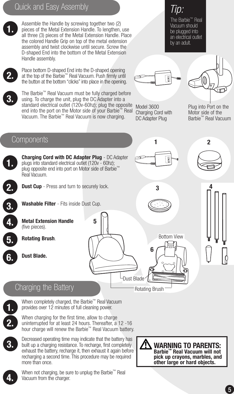 Page 5 of 8 - Bissell Bissell-Barbie-Real-Vacuum-3600-Users-Manual- Ug010-2466_3600_105  Bissell-barbie-real-vacuum-3600-users-manual