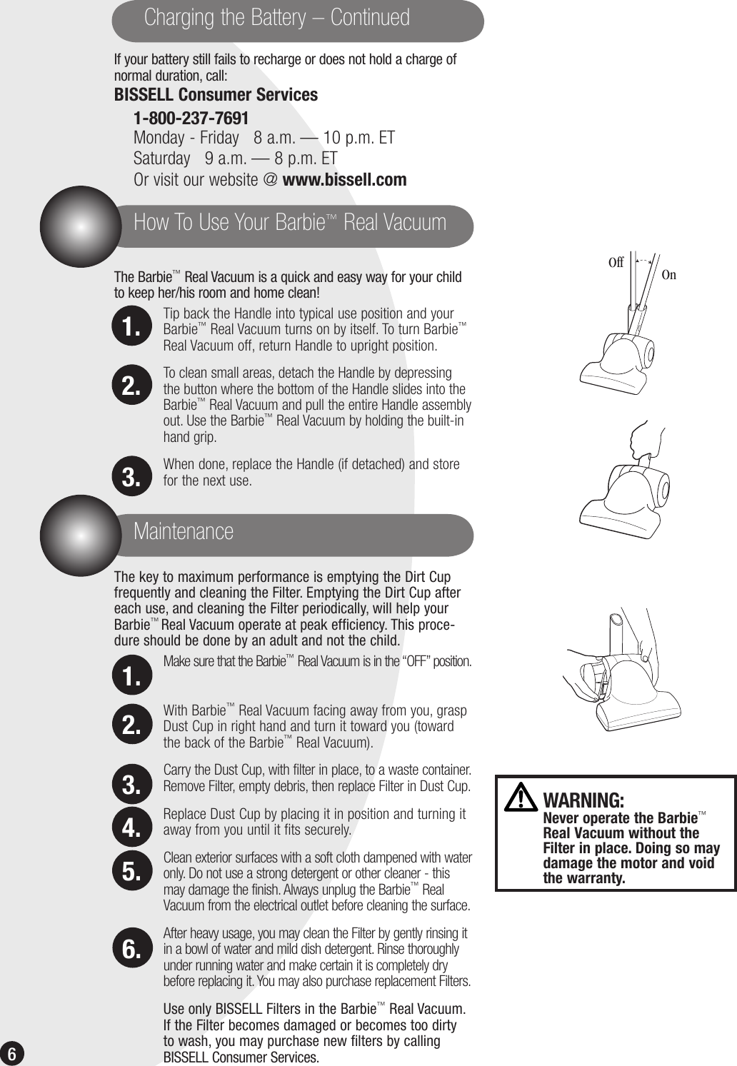 Page 6 of 8 - Bissell Bissell-Barbie-Real-Vacuum-3600-Users-Manual- Ug010-2466_3600_105  Bissell-barbie-real-vacuum-3600-users-manual