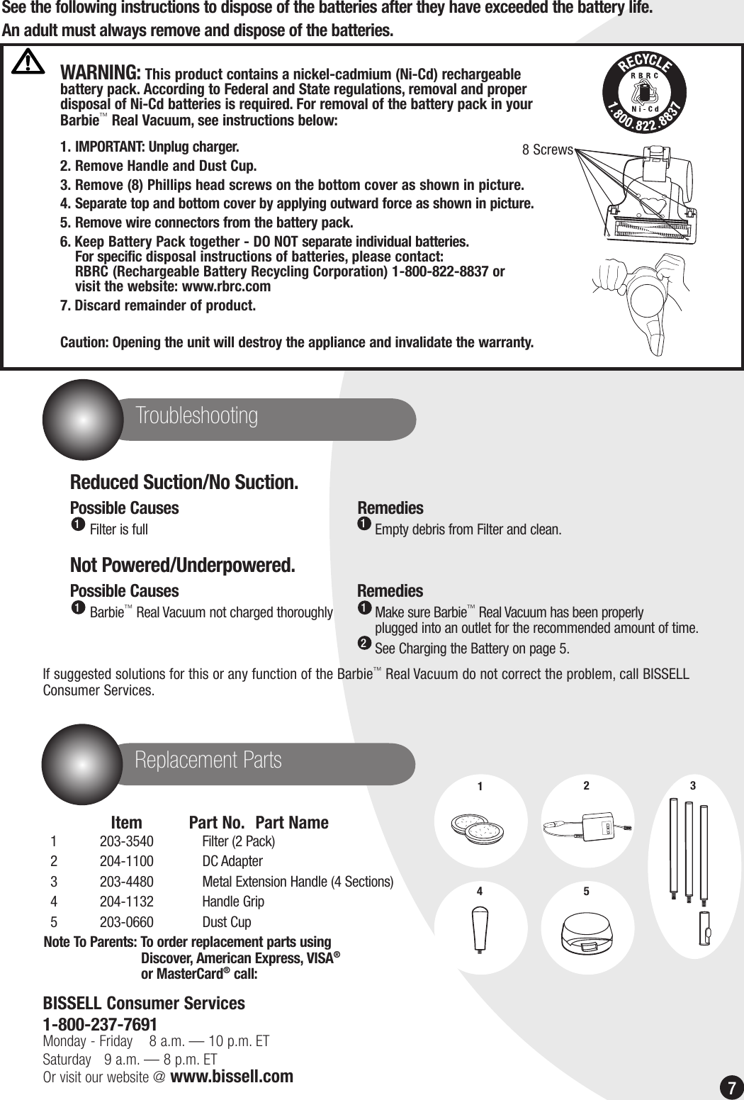 Page 7 of 8 - Bissell Bissell-Barbie-Real-Vacuum-3600-Users-Manual- Ug010-2466_3600_105  Bissell-barbie-real-vacuum-3600-users-manual