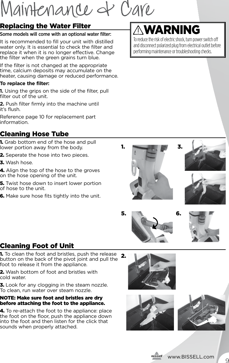 Page 9 of 12 - Bissell Bissell-Bissell-Symphony-All-In-One-Vacuum-And-Steam-Mop-1132-Owners-Manual