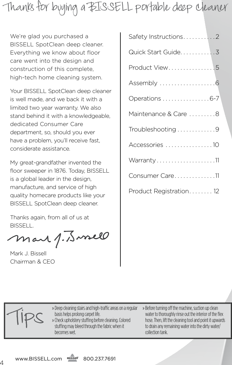 Page 4 of 12 - Bissell Bissell-Bissell-Vacuum-Cleaner-5207-Users-Manual-  Bissell-bissell-vacuum-cleaner-5207-users-manual