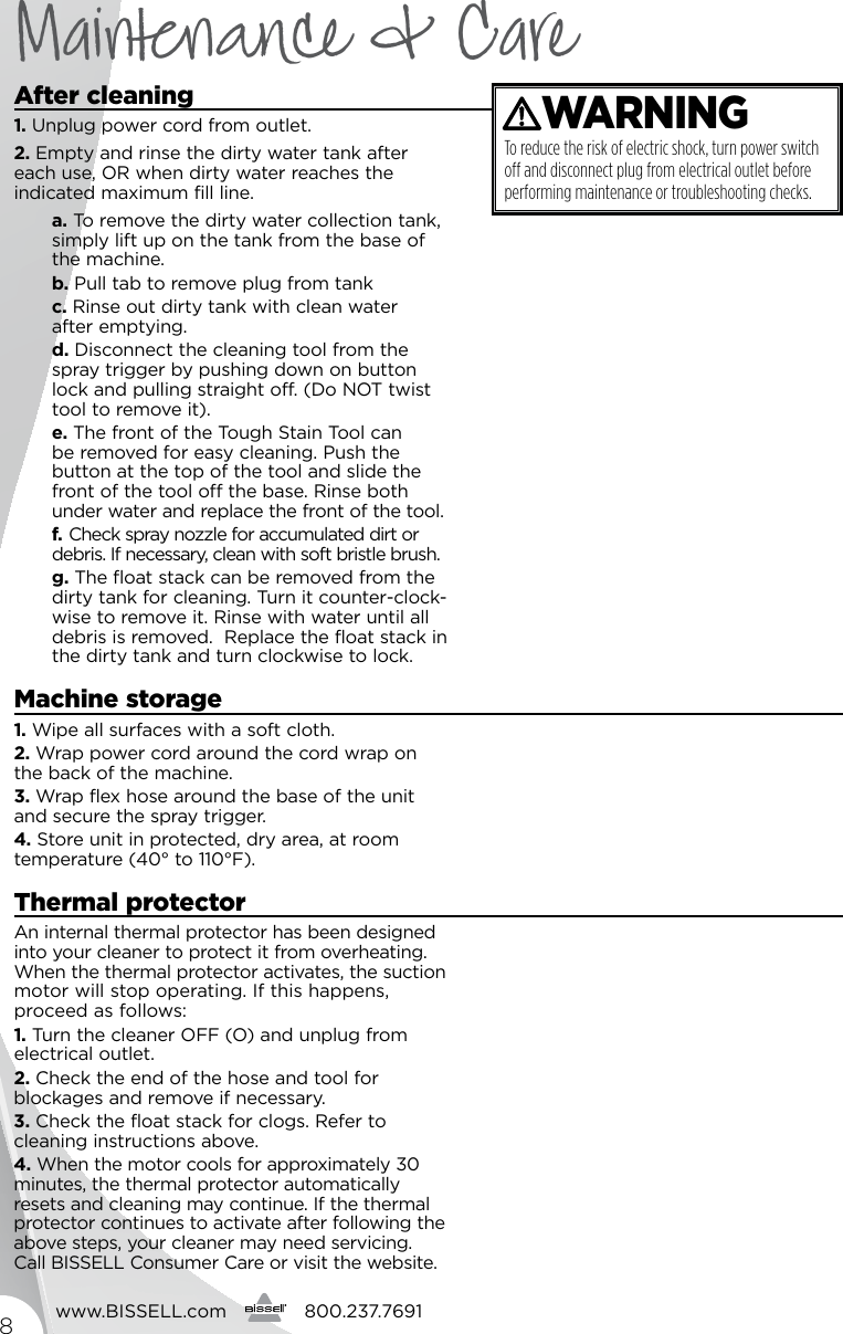 Page 8 of 12 - Bissell Bissell-Bissell-Vacuum-Cleaner-5207-Users-Manual-  Bissell-bissell-vacuum-cleaner-5207-users-manual
