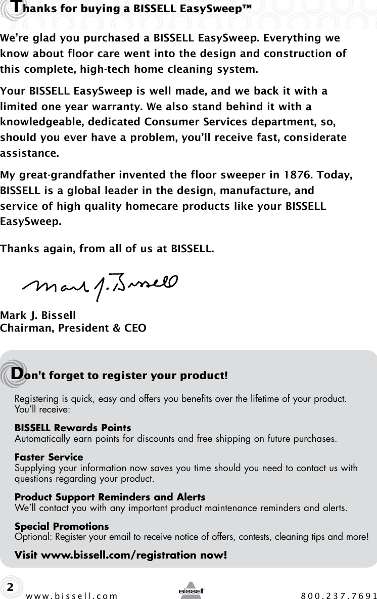 Page 2 of 8 - Bissell Bissell-Easy-Sweep-15D1-Users-Manual-  Bissell-easy-sweep-15d1-users-manual