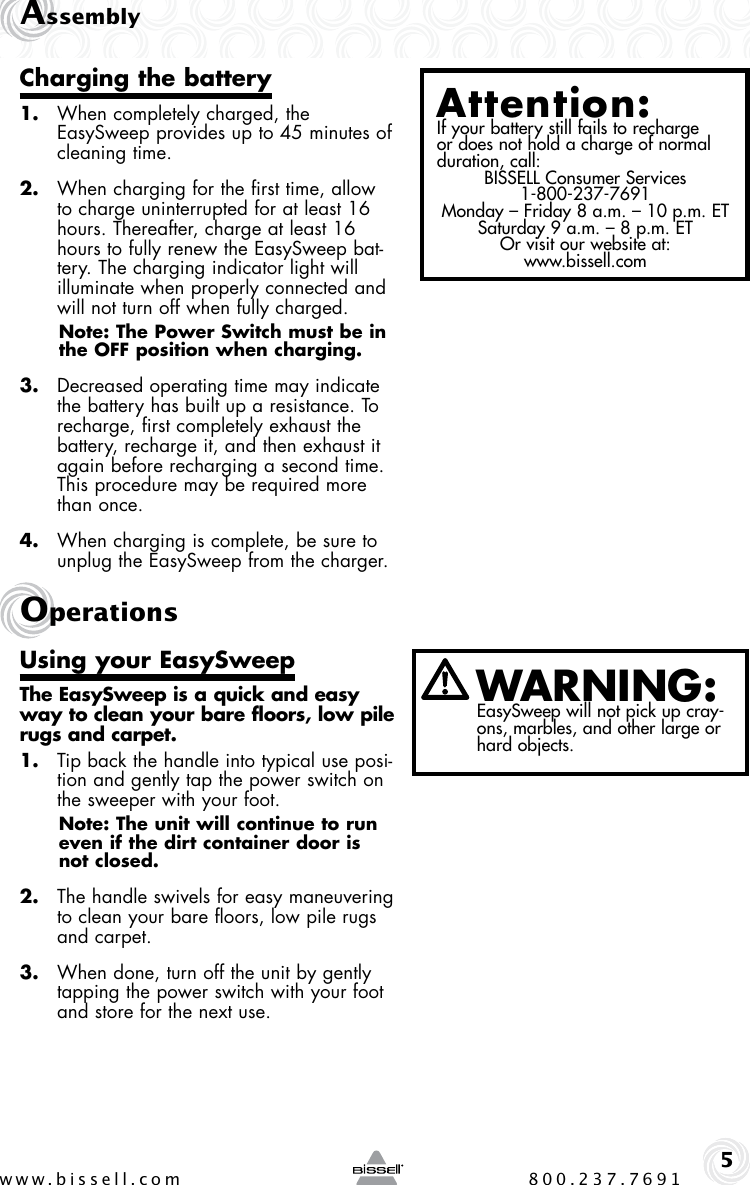 Page 5 of 8 - Bissell Bissell-Easy-Sweep-15D1-Users-Manual-  Bissell-easy-sweep-15d1-users-manual