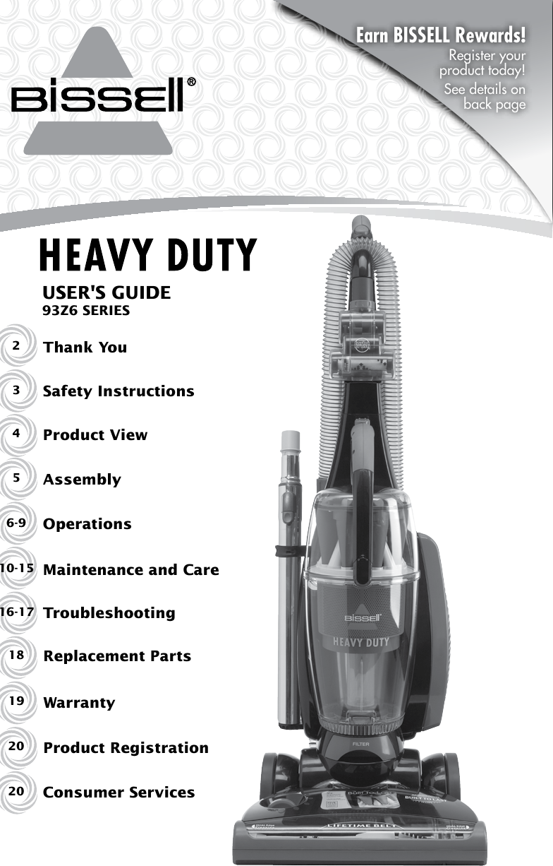 Bissell Heavy Duty Vacuum 50C9 Owners Manual