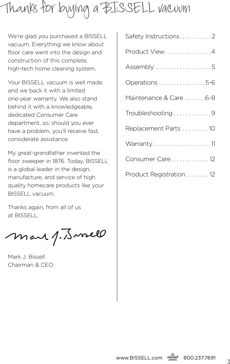Page 3 of 12 - Bissell Bissell-Lift-Off-2-In-1-Cyclonic-Cordless-Stick-Vac-1189-Owners-Manual