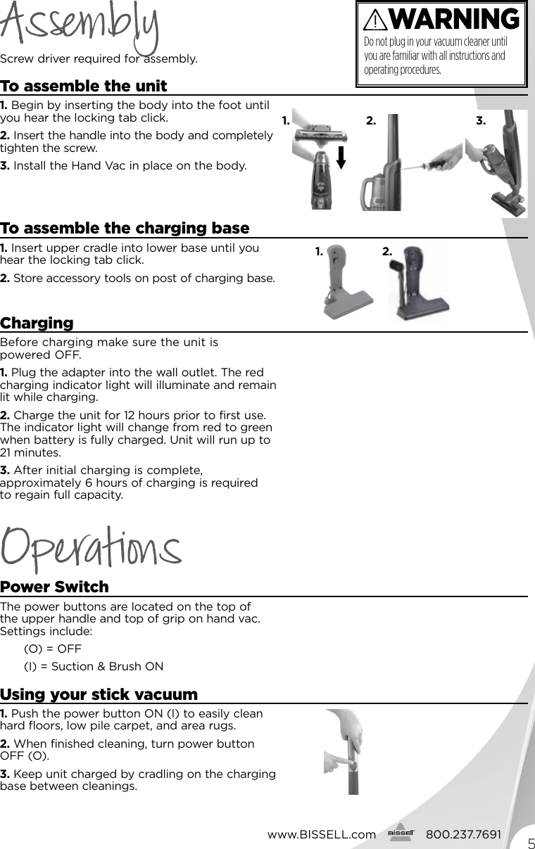 Page 5 of 12 - Bissell Bissell-Lift-Off-2-In-1-Cyclonic-Cordless-Stick-Vac-1189-Owners-Manual