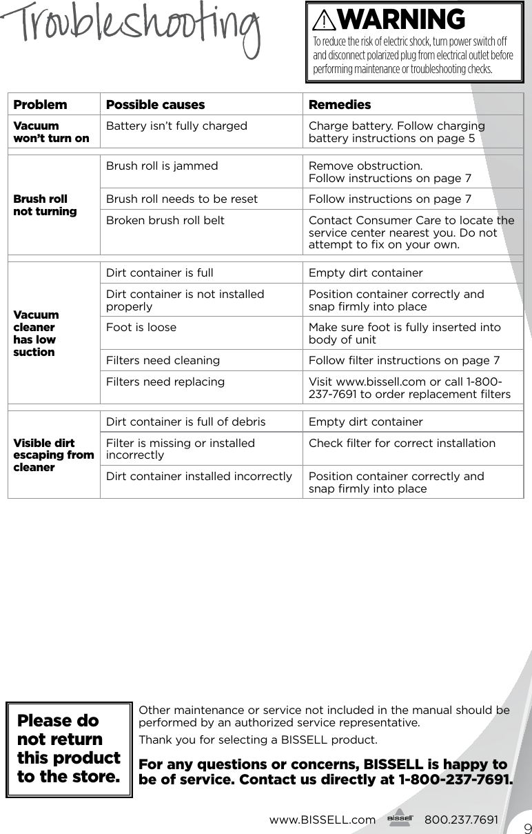 Page 9 of 12 - Bissell Bissell-Lift-Off-2-In-1-Cyclonic-Cordless-Stick-Vac-1189-Owners-Manual