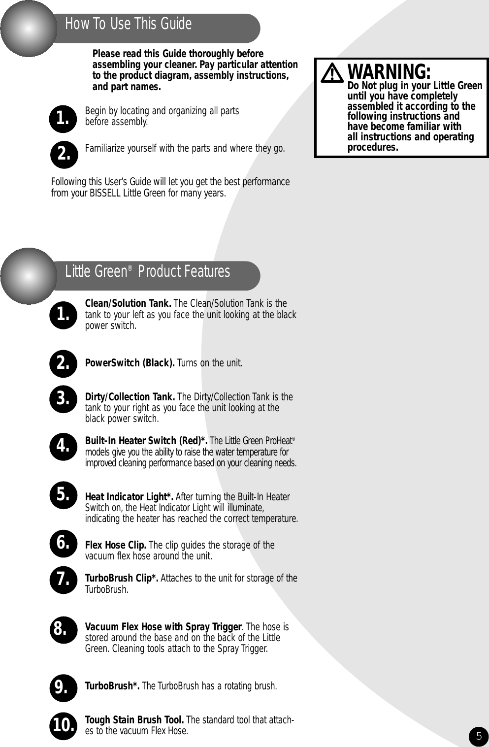 Page 5 of 12 - Bissell Bissell-Little-Green-1400-Series-Users-Manual- ManualsLib - Makes It Easy To Find Manuals Online!  Bissell-little-green-1400-series-users-manual