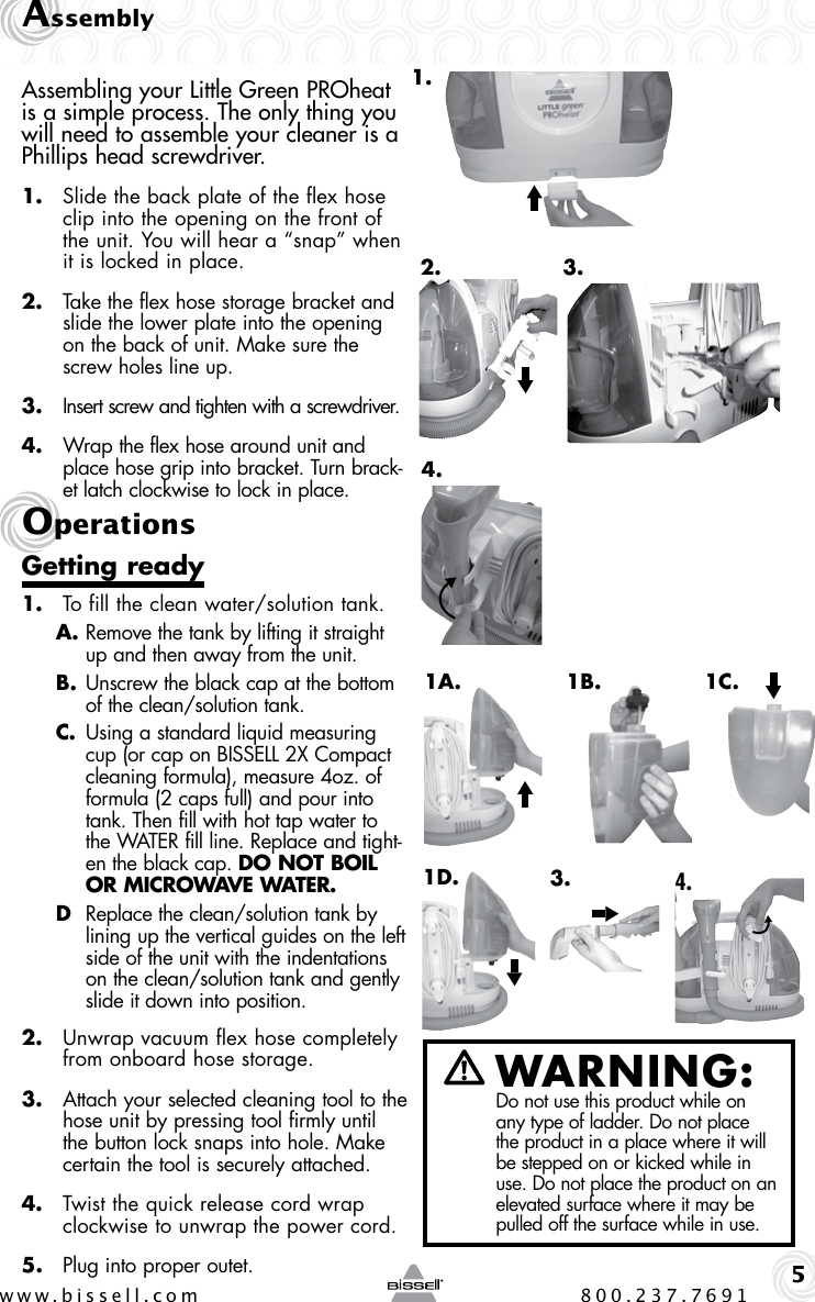 Page 5 of 12 - Bissell Bissell-Littlegreen-Proheat-50Y6-Series-Users-Manual-  Bissell-littlegreen-proheat-50y6-series-users-manual