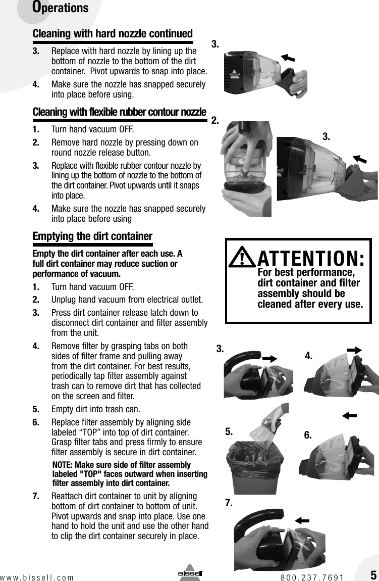 Page 5 of 8 - Bissell Bissell-Pet-Hair-Eraser-Corded-Hand-Vacuum-33A1-B-Owners-Manual