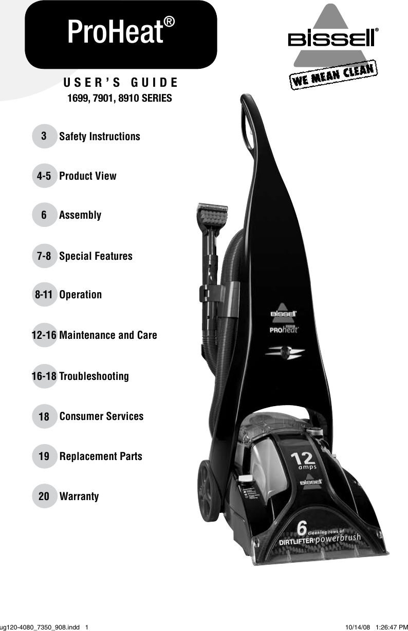 Bissell Proheat Pet Deep Cleaning System 89104 Owners Manual