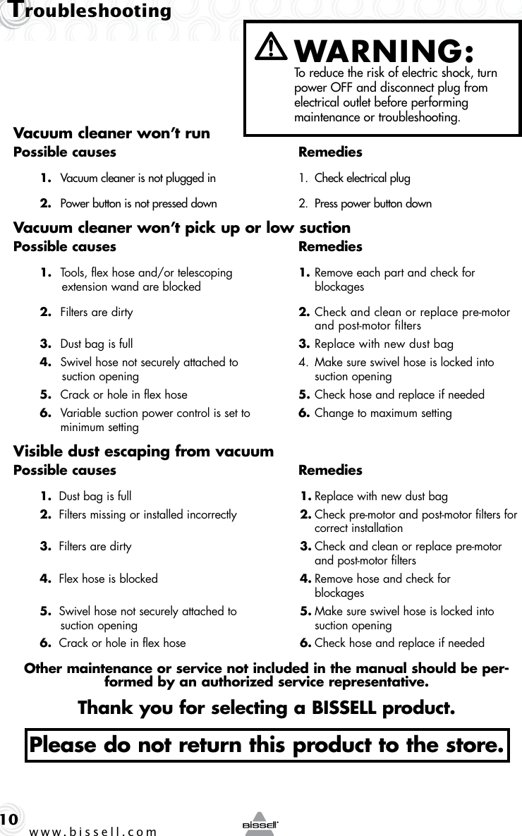 Page 10 of 12 - Bissell Bissell-Purepro-32N3-Users-Manual-  Bissell-purepro-32n3-users-manual