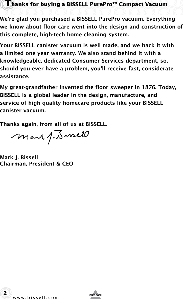 Page 2 of 12 - Bissell Bissell-Purepro-32N3-Users-Manual-  Bissell-purepro-32n3-users-manual